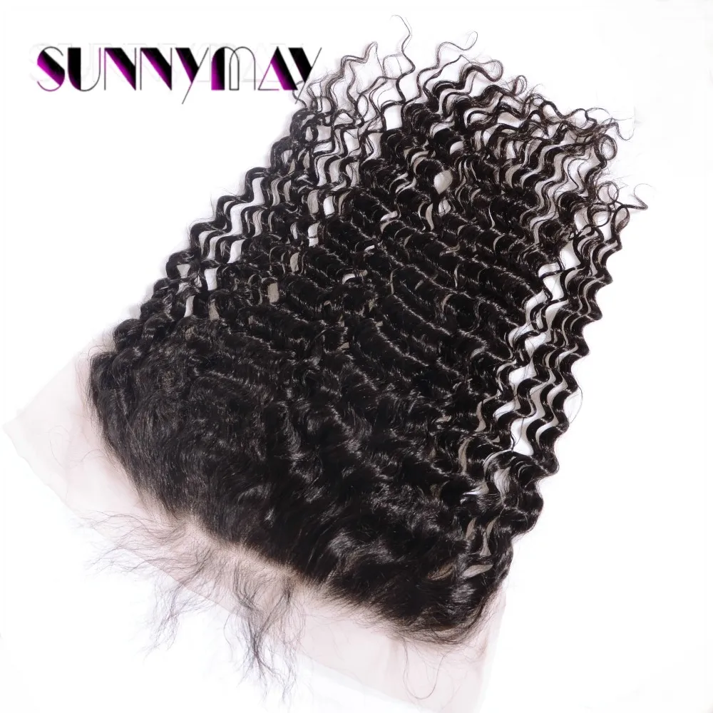 Sunnymay 13x6 Lace Frontal Closure Deep Wave Peruvian Vrigin Hair Per Plucked Natural hair Line Baby Hair Bleached Knots