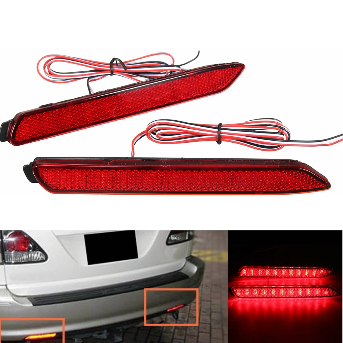 A Pair Car Rear Tail Bumper LED Lights For Lexus IS F GX470 RX300 LED