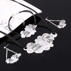 3 шт./компл. браслет и серьги и ожерелье Серебряный кулон ожерелье серьги наборы для женщин гравировка шаблон украшения пузырьки набор