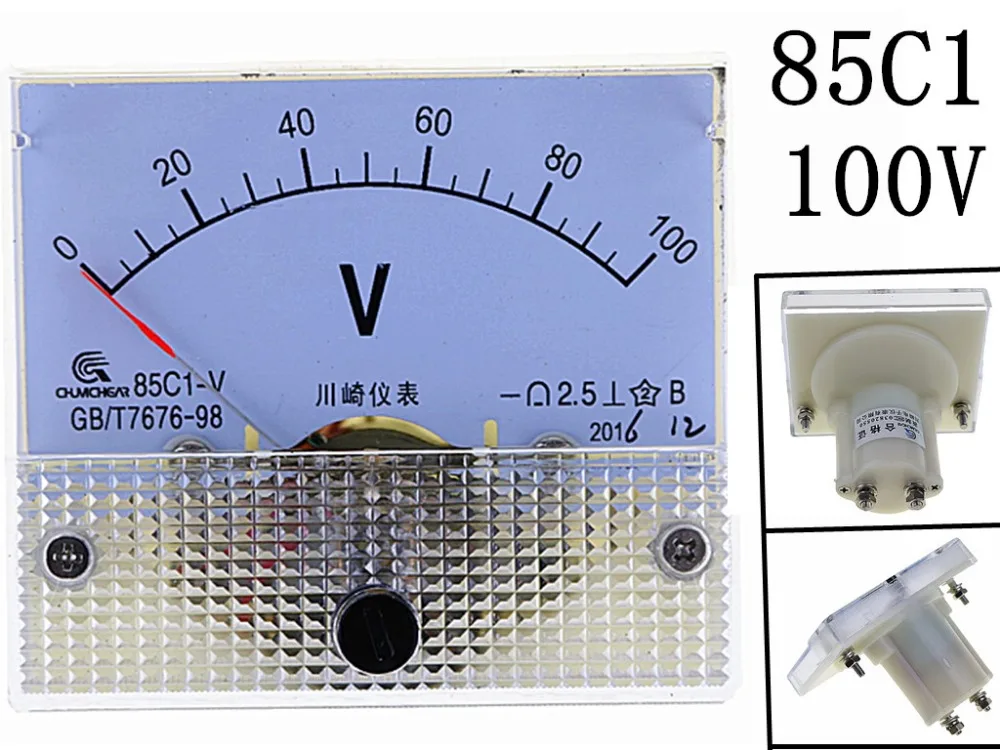 C аналоговый измеритель Панель 100 В ток Напряжение амперметры 85C1 0-100 В датчик