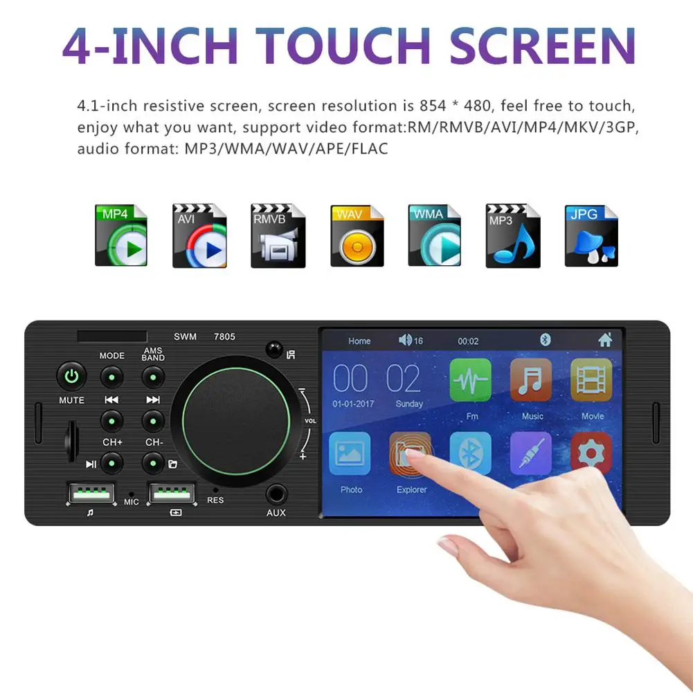Adeeing Universal 4" Car Radio HD MP5 Player Dual USB Telescopic Audio Multimedia Player Reverse Parking Image