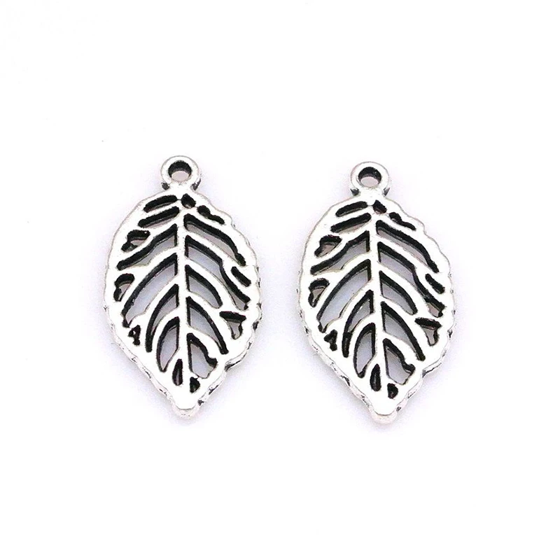 

10pcs Antique Silver 15*28mm Hollow Out Leaf Charms Zinc Alloy Metal Pendants for Jewelry Findings DIY Accessories