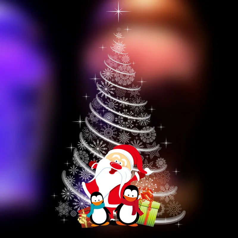 Санта Клаус Пингвин Рождественская елка Рождественские виниловые наклейки на стену «Happy» год витрины Стекло домашний Декор Съемный Wall Art Наклейки