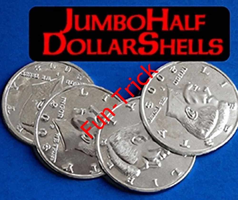 

Jumbo Half Dollar Shells 3 + 1 Set -- Magic Trick , Coin & Money Magic
