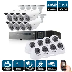 16CH 4MP CCTV Системы 16 шт. HD 4MP низкой освещенности IP66 в/Открытый безопасности Камера комплект P2P видеонаблюдения системы 4 К выход