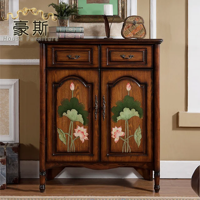 New Chinese Lotus Foyer Entrance Cabinet Shoe Storage New Chinese Lotus Foyer Entrance Cabinet Shoe Storage Lockers Doumen Sideboard Living Room