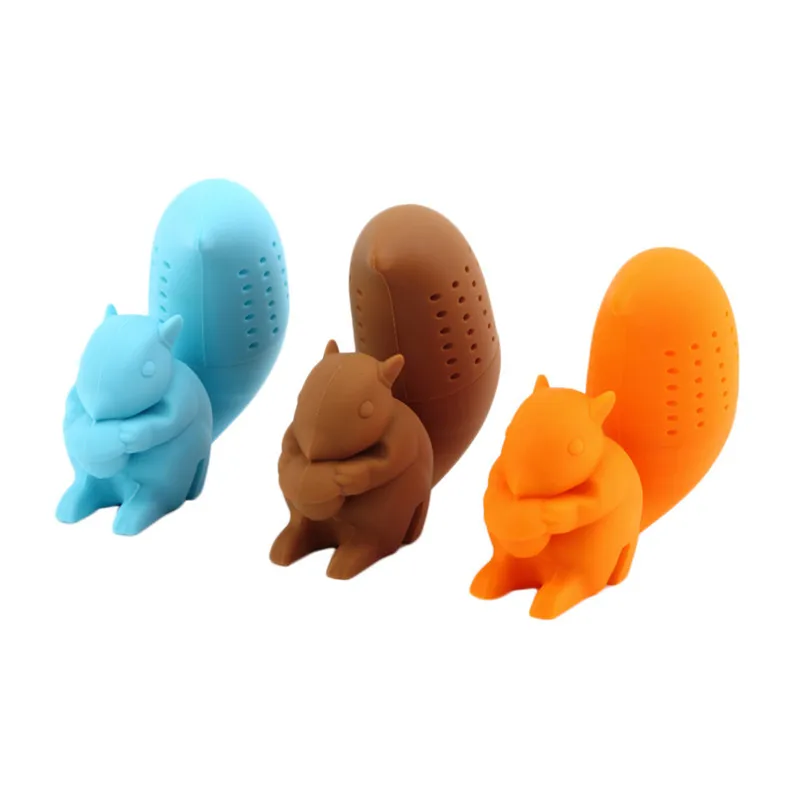 CJ048 High Quality Cute Squirrel Tea Strainer Silicone loose-leaf Tea Infuser Filter Diffuser Fun Accessories
