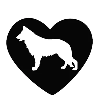 

12x13cm Heart German Shepherd With Heart Car Stickers waterproof decals Car Styling Accessories Window Decor Black/white CL001