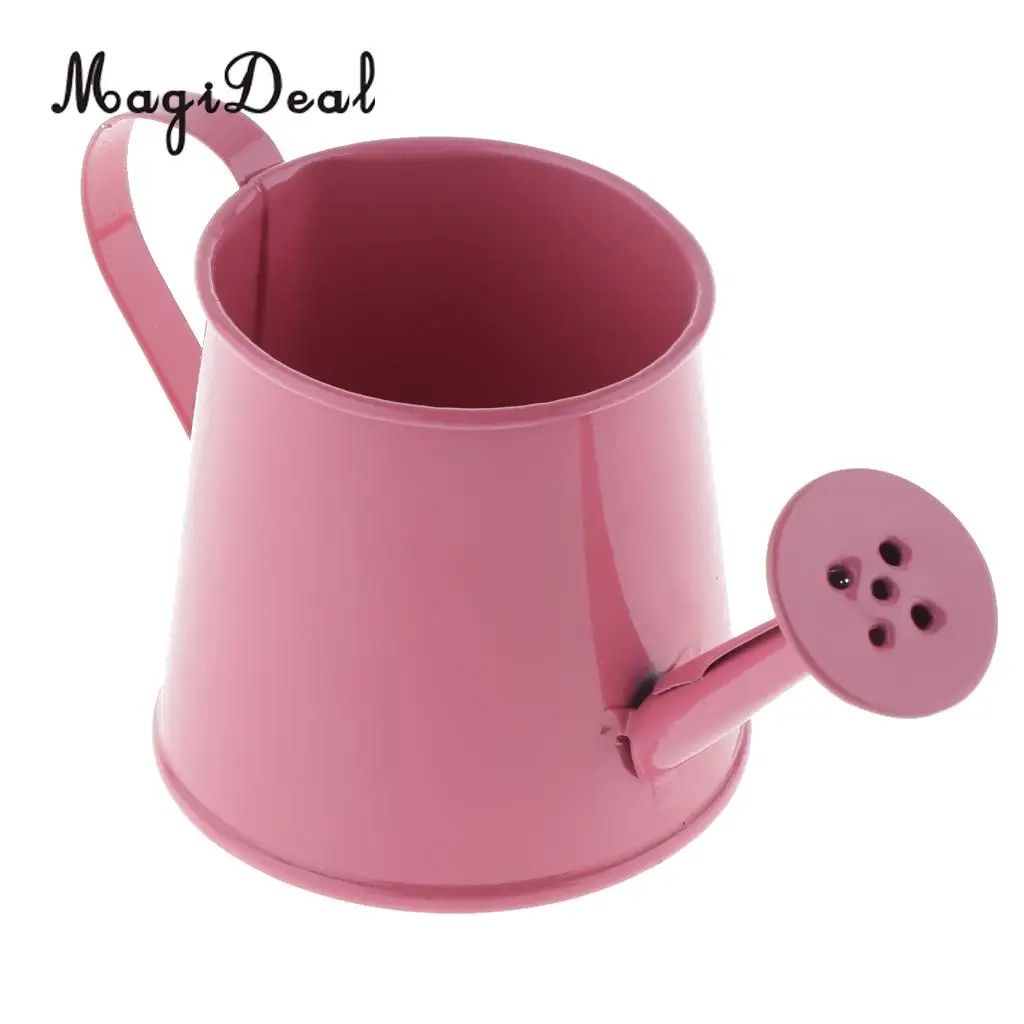 Pastoral Style Colorful Tin Flower Pot Mini Bonsai Watering Can Pot Succulent Plants Vase Decor