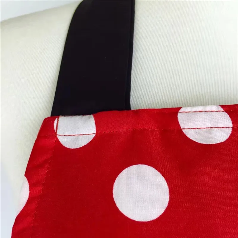XiuMood Cute Black Lace Red White Dots Kitchen Cooking Aprons For Women