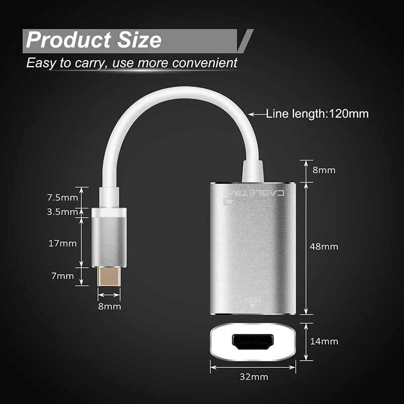 2019 Cabletime USB C HDMI Adapter Type C 3.1 to HDMI 4K 60Hz Converter For HDTV Macbook Galaxy S9/S8 Note 9 Huawei Samsung N125 2019 Cabletime USB C HDMI Adapter Type C 3.1 to HDMI 4K 60Hz Converter For HDTV Macbook Galaxy S9/S8 Note 9 Huawei Samsung N125
