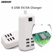 XEDAIN USB зарядное устройство 20 Вт 3A1. 5 м смарт-адаптер мобильный телефон планшет зарядное устройство для iPhone iPad EU/US Plug 6 портов несколько стен