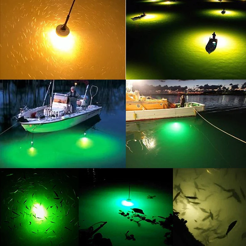 12v 8W 72 LED 800 Lumens IP68 Lure Bait Finder Night Fishing Boat Submersible Deep Drop Underwater Light with Battery Clip Power underwater lights for fountains
