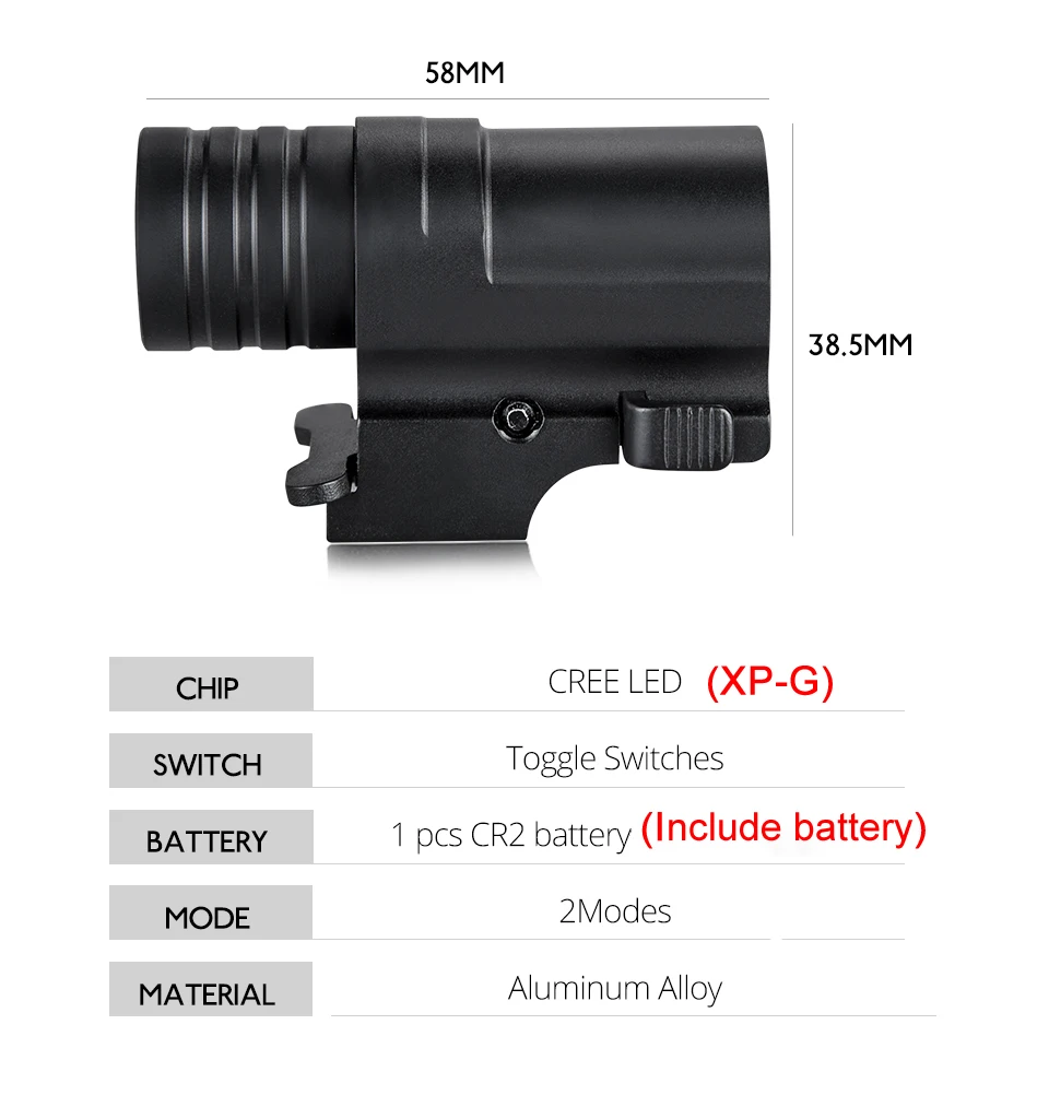 G01 LED Tactical Flashlight 2-Mode 320LM Military Weapon Lights Pistol Handgun Torch Light Handheld Flashlights (3)