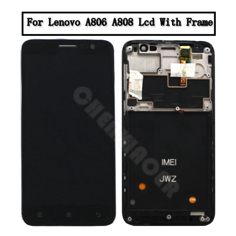 

100% Tested Working A8 LCD Display+Touch Screen Digitizer Assembly + Frame For Lenovo A806 A808 A808t Smartphone Replacement