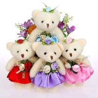 Мишка мини Дизайн для маленьких девочек/мальчиков Плюшевые Игрушки ключ кулон цветок букеты Weddin акции подарки медведь