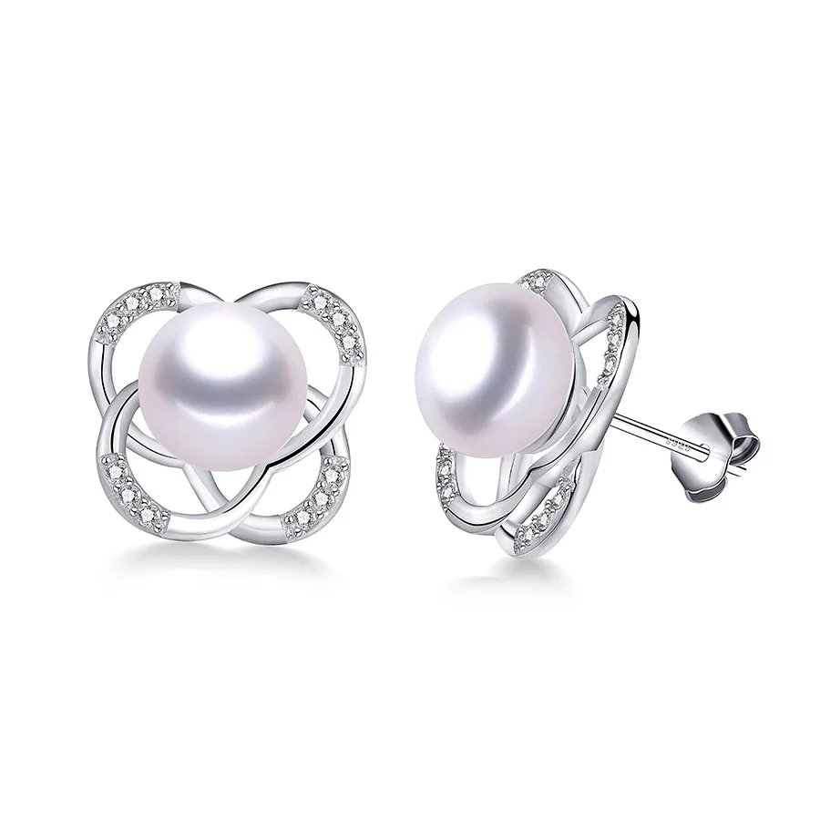 Распродажа! Хорошее качество, серебро, 925 белый натуральный пресноводный жемчуг, серьги-гвоздики для женщин, настоящий жемчуг, модное ювелирное изделие - Цвет камня: white pearl
