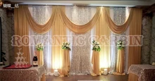 3M*6M Gold wedding backdrop with silver sequin swag wedding decoration
