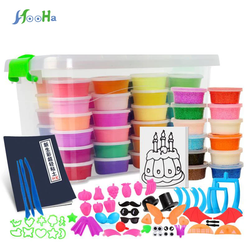 Skup Puszyste zabawki 24 36 48 kolor miękka glina modelina Slide glina polimerowa zabawki suszenie powietrzem lekka glina lekka plastelina do szlamu