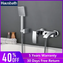 

Hausbath Bathroom Shower System Faucet Chrome Finished Stainless Steel Single Handle Dual Hole Wall Mounted Mixer Tap