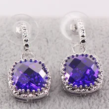 Фиолетовый Кристалл; циркон женщина 925 стерлингового серебра кристалл серьги TE447