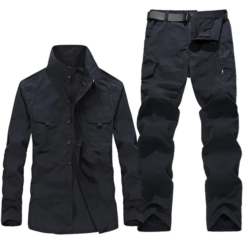 Refire gear Военная тактическая Униформа мужская одежда с несколькими карманами армейские Рубашки Брюки карго рабочие охотничьи комплекты одежды для страйкбола - Цвет: Black