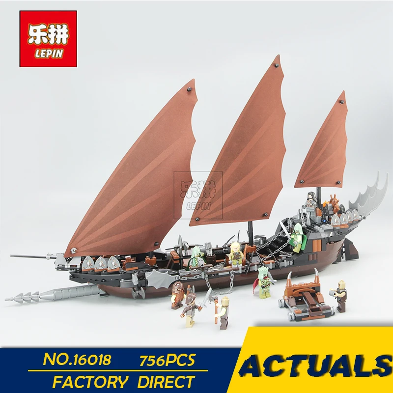 

LEPIN 16018 756pcs Genuine New The lord of rings Series 756pcs The Ghost Pirate Ship Set Building Block Brick Toys With 79008