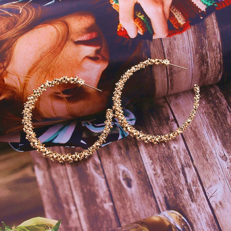 Большие круглые женские серьги-кольца в стиле бохо золотого цвета, Женские Ювелирные украшения в стиле ретро, вечерние, подарок