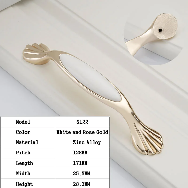 Rose Gold Cabinet Knobs White Ceramic Door Handle European Antique  Furniture Drawer Pulls Kitchen Cabinet Knobs and Handles