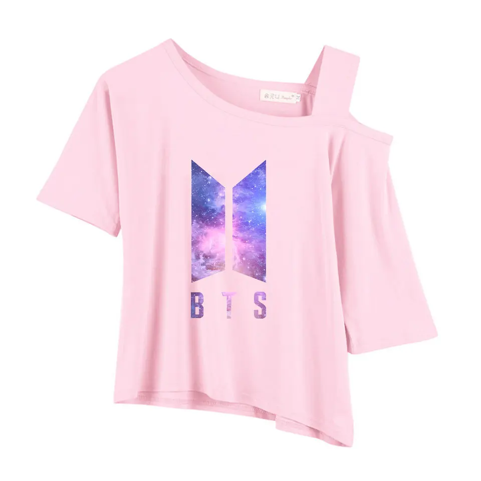 

Kpop Love Yourself 2019 T shirt Off-shoulder Women Girl Tshirt Fake Love harajuku Fans Jungkook Suga V Jin Jimin RM Clothes
