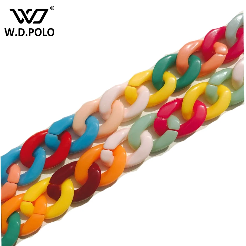 

WDPOLO fully handmade candy color women acrylic bag strap silver and gold buckle lady shoulder bag belts chic bag strap H021