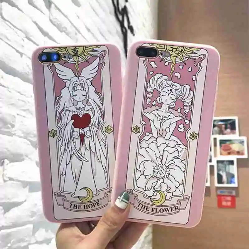 

HTMOTXY Card Captor Sakura Cartoon Anime Pink Soft Silicon Cover Phone Case For IPhone 6 S 8Puls 6S 7 8 Puls 10 X Coque Funda