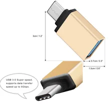 2PCS Metal Type C Adapter Male to USB 3.0 Female Converter Type-c to OTG USB3.0 usb type c female to usb type c male aux converter adapter
