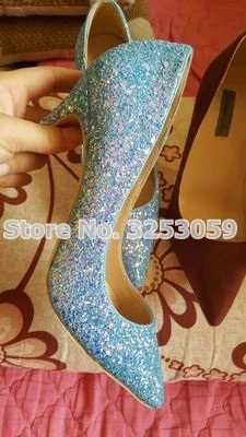 ALMUDENA/женские шикарные свадебные туфли; туфли-лодочки с острым носком на высоком каблуке 12 см; туфли для торжеств с блестками градиентного цвета