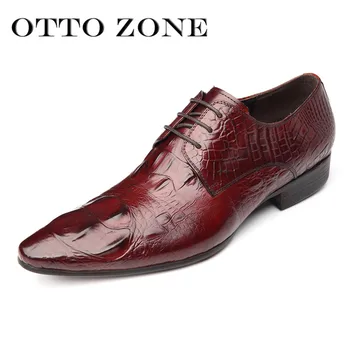 

OTTO ITALY LUXURY Handmade Oxford Retro Shoes Genuine Crocodile Cow Leather Wedding Mens Fur Shoe Men Classic Designer Flat