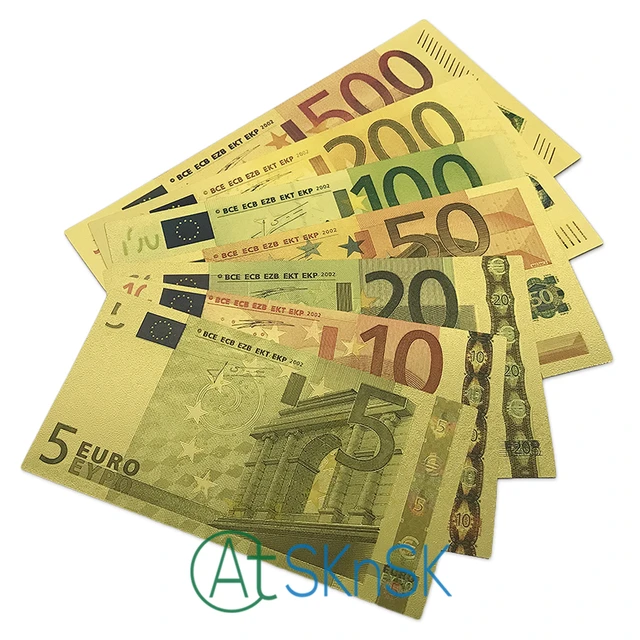 7pcs lot colorful gold foil artwork 7 designs europe currency gold currency designs