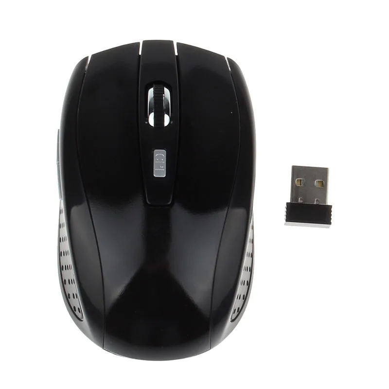 New Design 2.4GHz Wireless Optical Mouse/Mice With USB 2.0 Receiver For PC Laptop Black Blue Red Silver Color - Цвет: Black