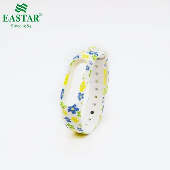 

Eastar Smart Watch Strap Accessories For XiaoMI Band Blue Yellow Flower Replacement Wristbands Silicone Band For Mi Band 2