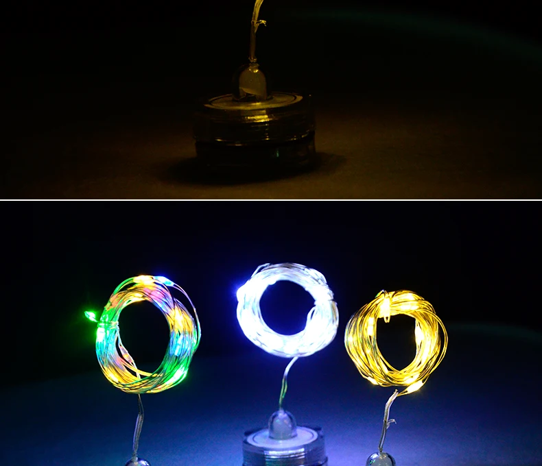 Foxanon LED string Atmosphere Night Light Waterproof  2M Candle table lighting RGB DIY Decoration Wedding Christmas Silver wire09