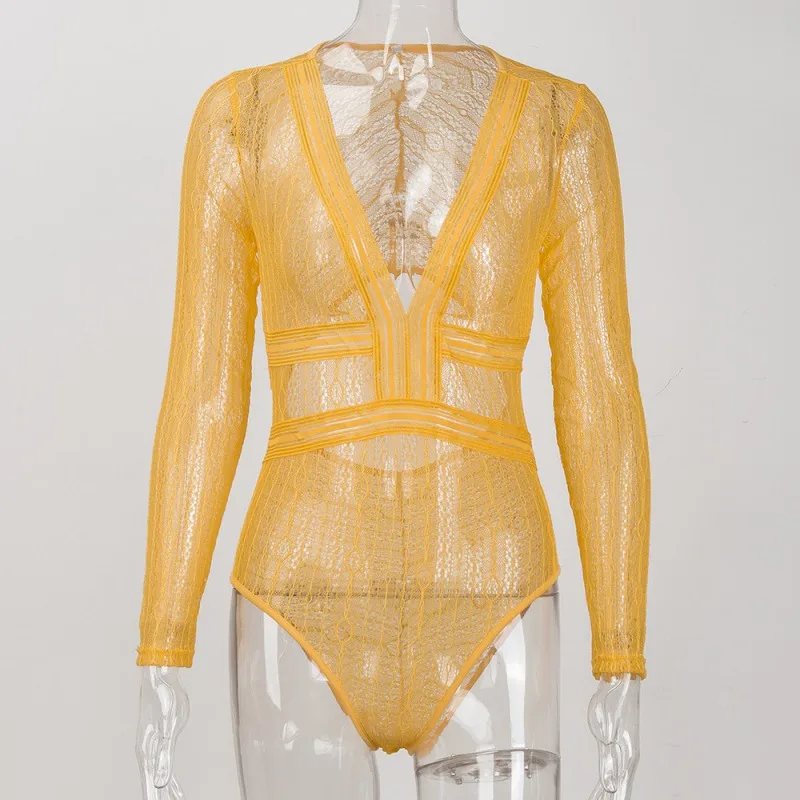 Women Lace Mesh Crochet Rompers Long Sleeve BodyconSexy Deep V Neck Bodysuit Autumn Jumpsuit Transparent Women Clothing Women Lace Mesh Crochet Rompers Long Sleeve BodyconSexy Deep V Neck Bodysuit Autumn Jumpsuit Transparent Women Clothing