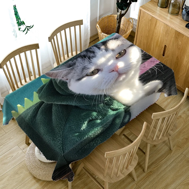 3D животное скатерть с рисунком Сладкая кошка и собака Пылезащитная Моющаяся Ткань утолщенная хлопковая прямоугольная и круглая скатерть