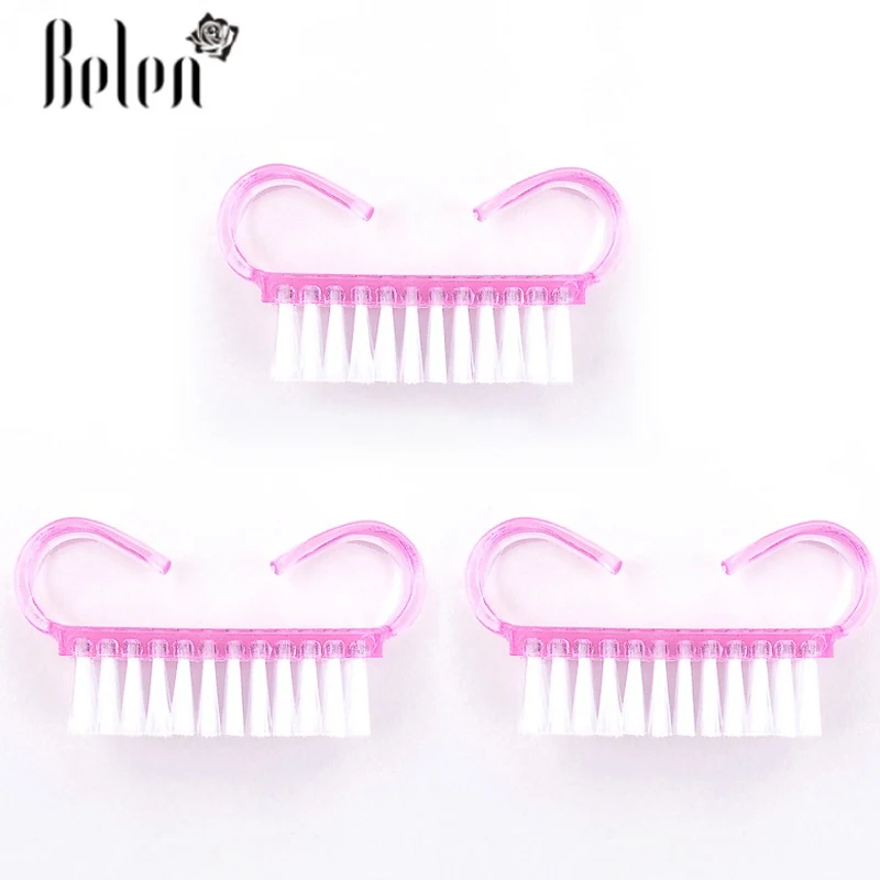 Belen 3Pcs Kit Pink Plastic Nail Cleaning Clean Brush Tool File Manicure Pedicure Soft Remove Dust Small Angle Clear Tools | Красота и