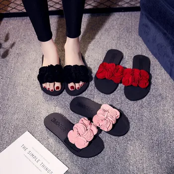 

2019 Hot Sale Women Flat Slippers Flower Open Toe Wear-resistant Anti-slip Casual Sandals for Summer MSJ99