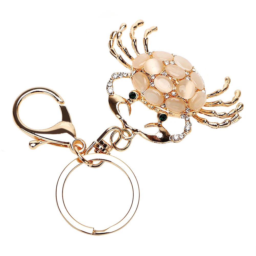 

Car Pendant Crab Key Chain Fashion Cat's Eye Stone Crystal Auto Key Ring Creative Gift Keyfob Cool Jewelry Cute Keychain