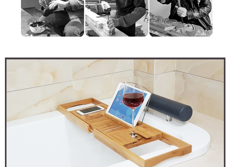 

Dofaso bathroom shower shelf Handcrafted bamboo bathtub racks shower room accessories