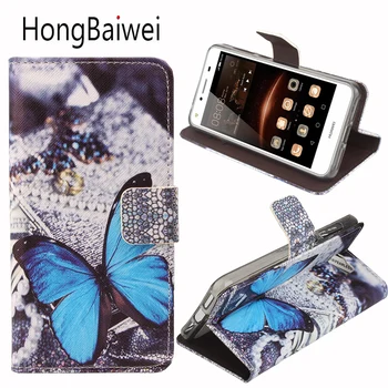 

HongBaiwei Case Cover For Huawei Y5 II Phone Cases Folio Flip Pattern PU Leather Wallet Phone Cases For Huawei Y5 II