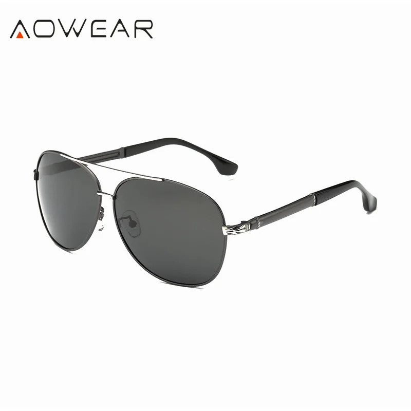 AOWEAR, поляризационные солнцезащитные очки, мужские, люксовый бренд, пилот, солнцезащитные очки для мужчин, HD очки для вождения, для водителя, Oculos Gafas De Sol A752 - Цвет линз: C3 Silver Black