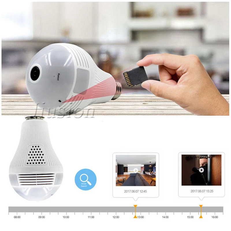  Wifi 360 Light Bulb Mini Camera Security Secret Micro Camera Espia Oculta Baby Monitor Panoramic Sm - 33030091211