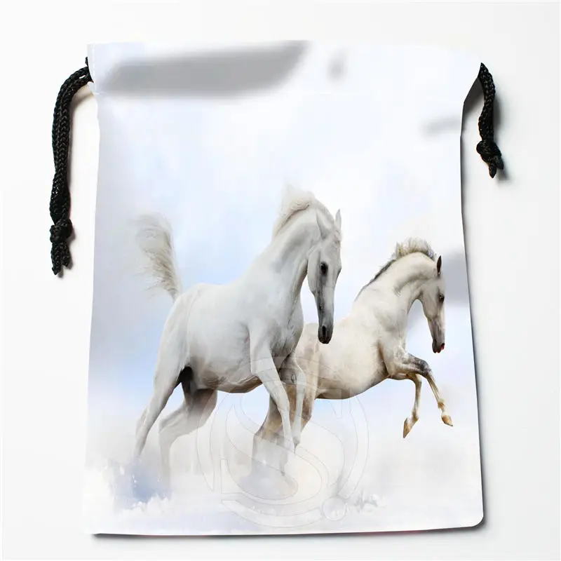 U-2 New Beautiful White Horses Custom Logo Printed receive bag Bag Compression Type drawstring bags size 18X22cm U801!!w2