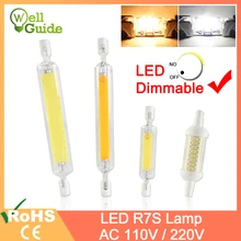 R7S затемнения светодиодные лампы COB светодиодный Стекло трубки с регулируемой яркостью Светодиодная лампа 78 мм 6 Вт 118 мм 15 Вт заменить галогенные лампы 50 Вт 100 Вт Светодиодный прожектор светильник диод Точечный светильник AC110V 220V